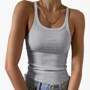 BASIC Gray Ribbed Tank Top
